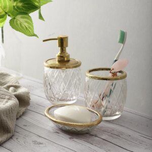 Viara Diamond Bathroom Set - Gold Glass