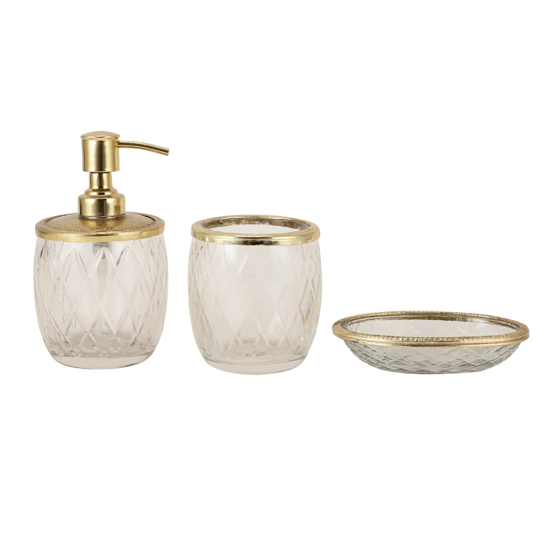 Viara Diamond Bathroom Set - Gold Glass - Image 3