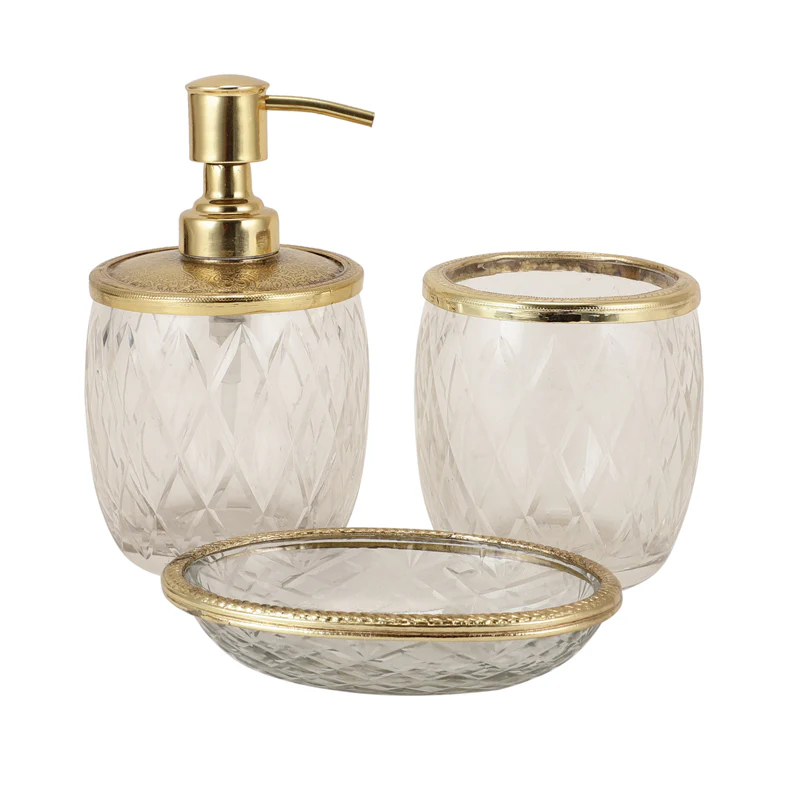 Viara Diamond Bathroom Set - Gold Glass - Image 5