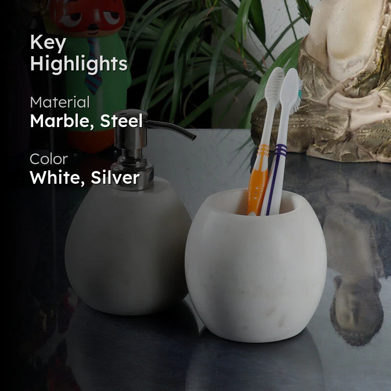 Sofi Marble Bathroom Set (Silver) - Two Piece Set Marble - Image 2