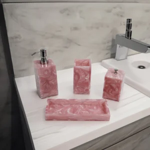 Svela Resin Bathroom Set (Pink) - Four Piece Set Resin