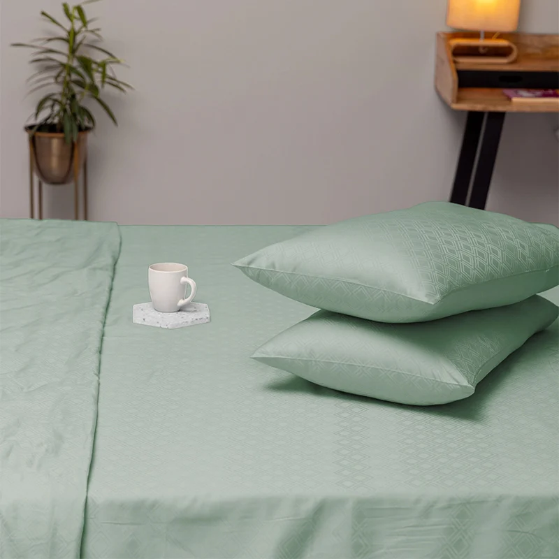 Diamond Dazz Jacquard Pillow Cover (Sage) - Set Of Two 100% Cotton