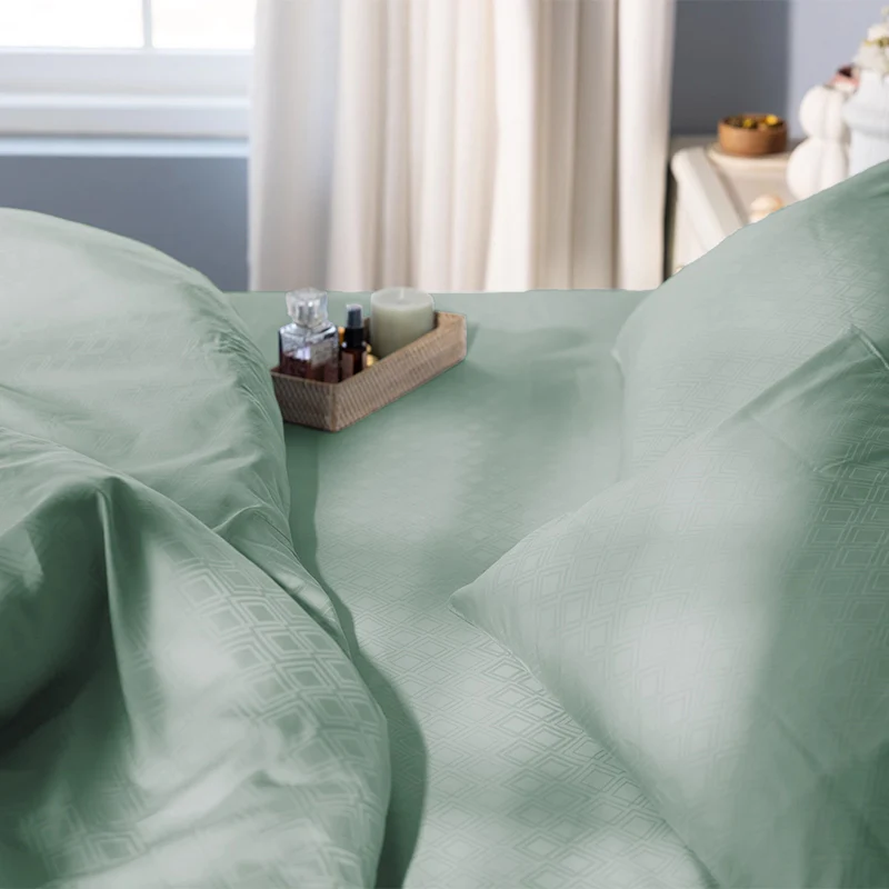 Diamond Dazz Jacquard Pillow Cover (Sage) - Set Of Two 100% Cotton - Image 5